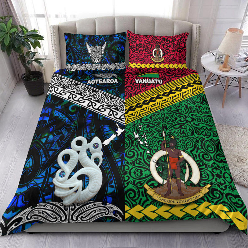 New Zealand and Vanuatu Bedding Set Together Blue LT8 - Wonder Print Shop