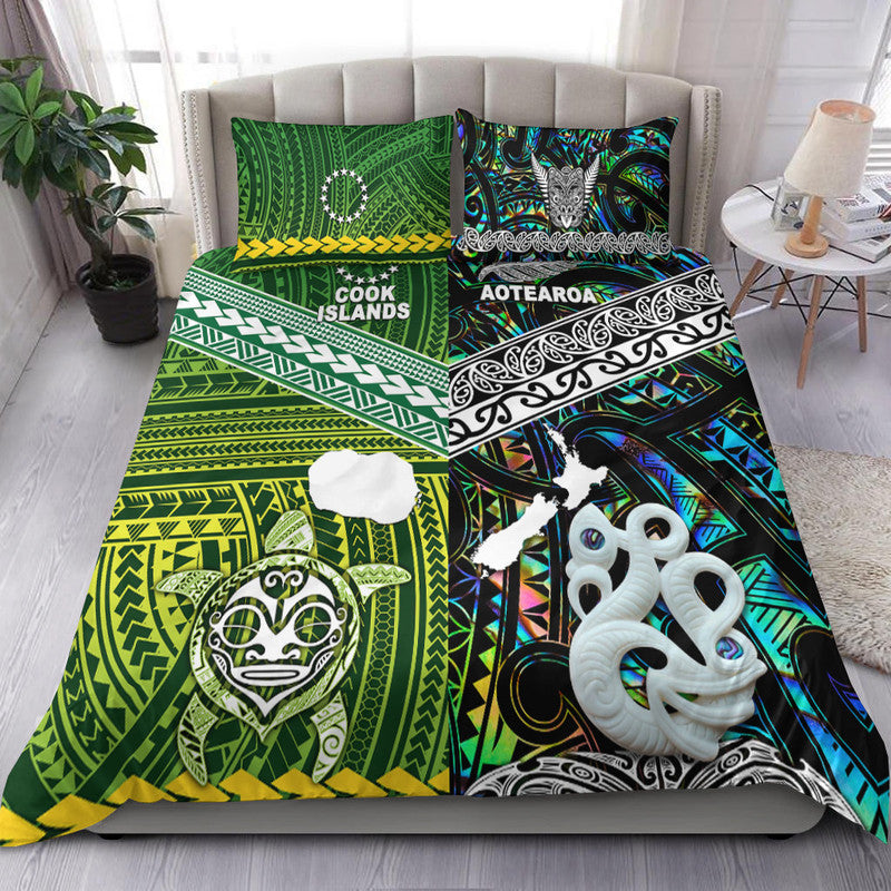 New Zealand and Cook Islands Bedding Set Together Paua Shell LT8 - Wonder Print Shop