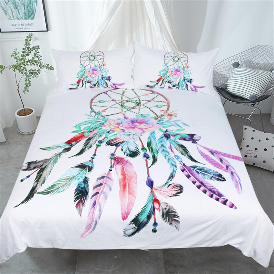 Feathers Floral Dreamcatcher Native American Bedding Set LT10 - Wonder Print Shop