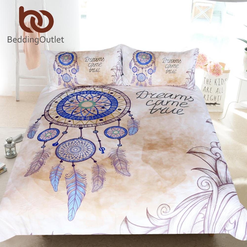 Queen Feathers Dreamcatcher Native American Bedding Set LT10 - Wonder Print Shop