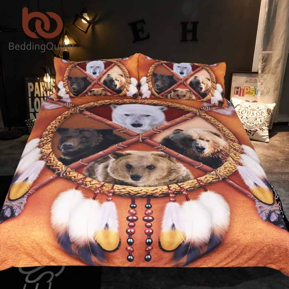 Native American Indian Bears Dreamcatcher Bedding Set LT10 - Wonder Print Shop