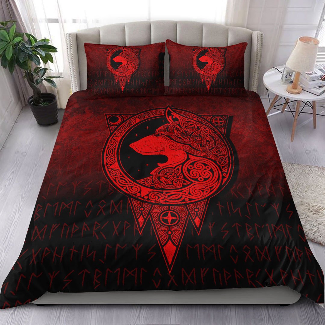 viking-bedding-set-viking-norse-wolf-red-version-bedding-set