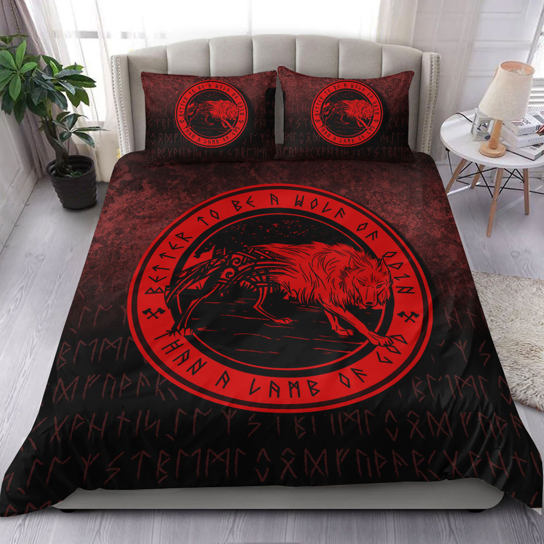 Wonder Print Shop Bedding Set - Wolf Of Odin - Red Version Bedding Set RLT12 - Wonder Print Shop