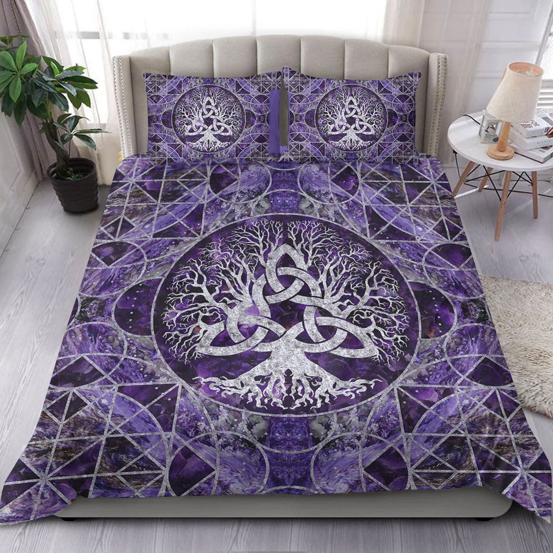 viking-bedding-set-tree-of-life-with-triquetra-amethyst-and-silver-bedding-set