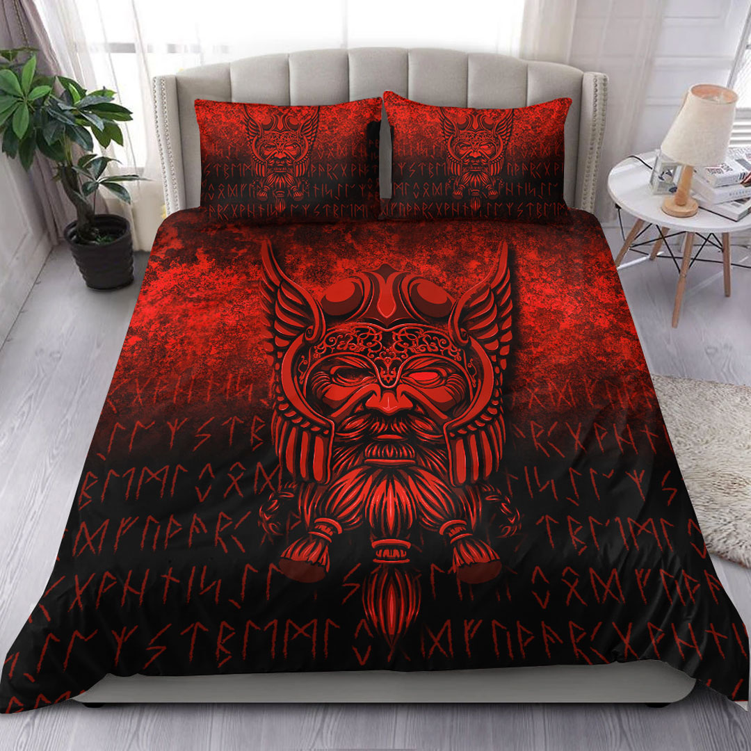 viking-bedding-set-viking-odin-allfather-in-asgard-red-version-bedding-set