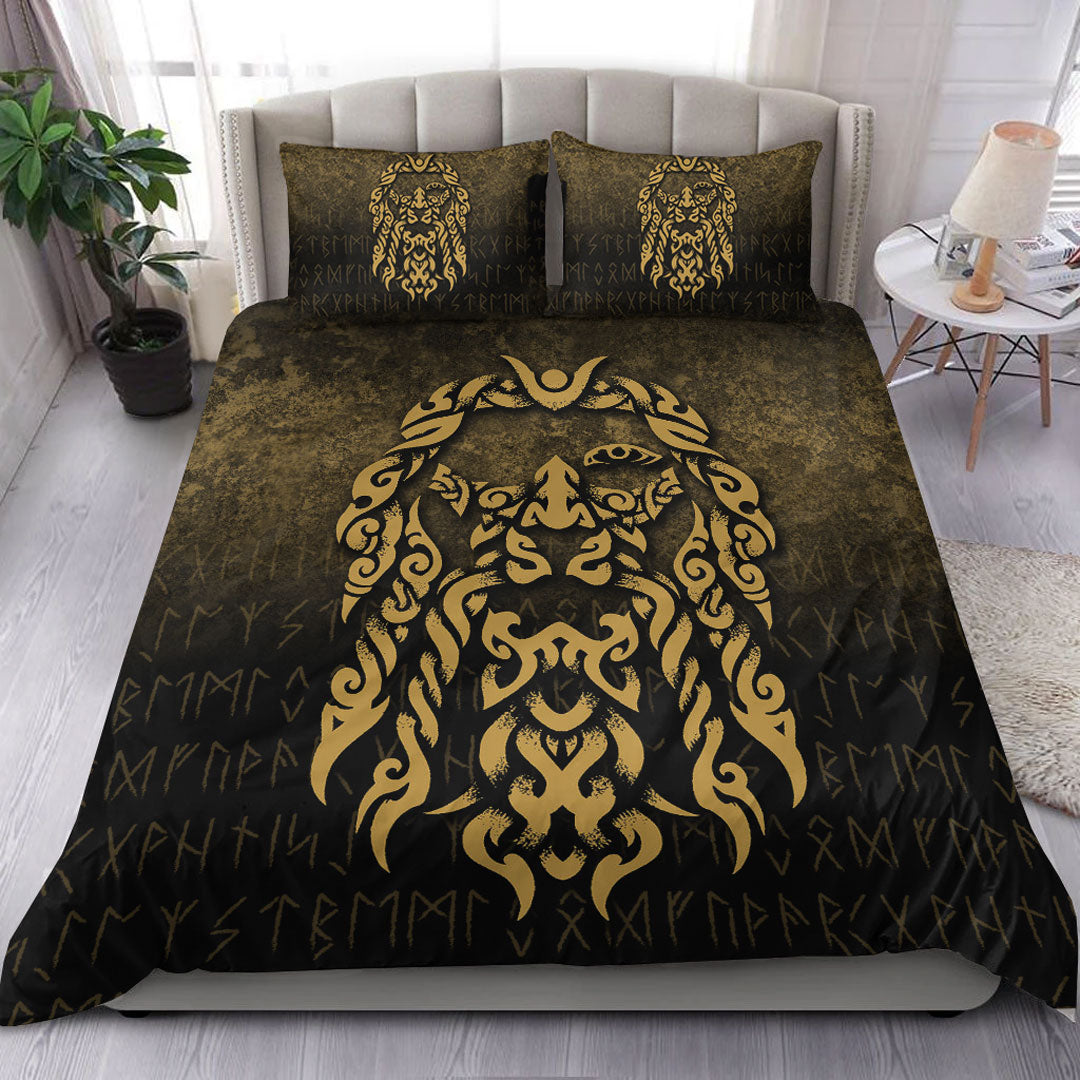 viking-bedding-set-viking-god-odin-allfather-in-asgard-raven-god-gold-version-bedding-set