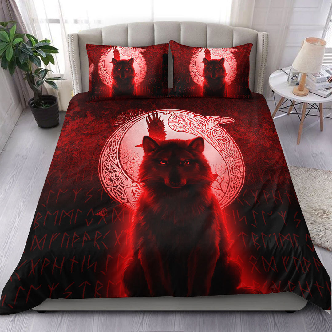 viking-bedding-set-fenrir-viking-wolf-red-version-bedding-set