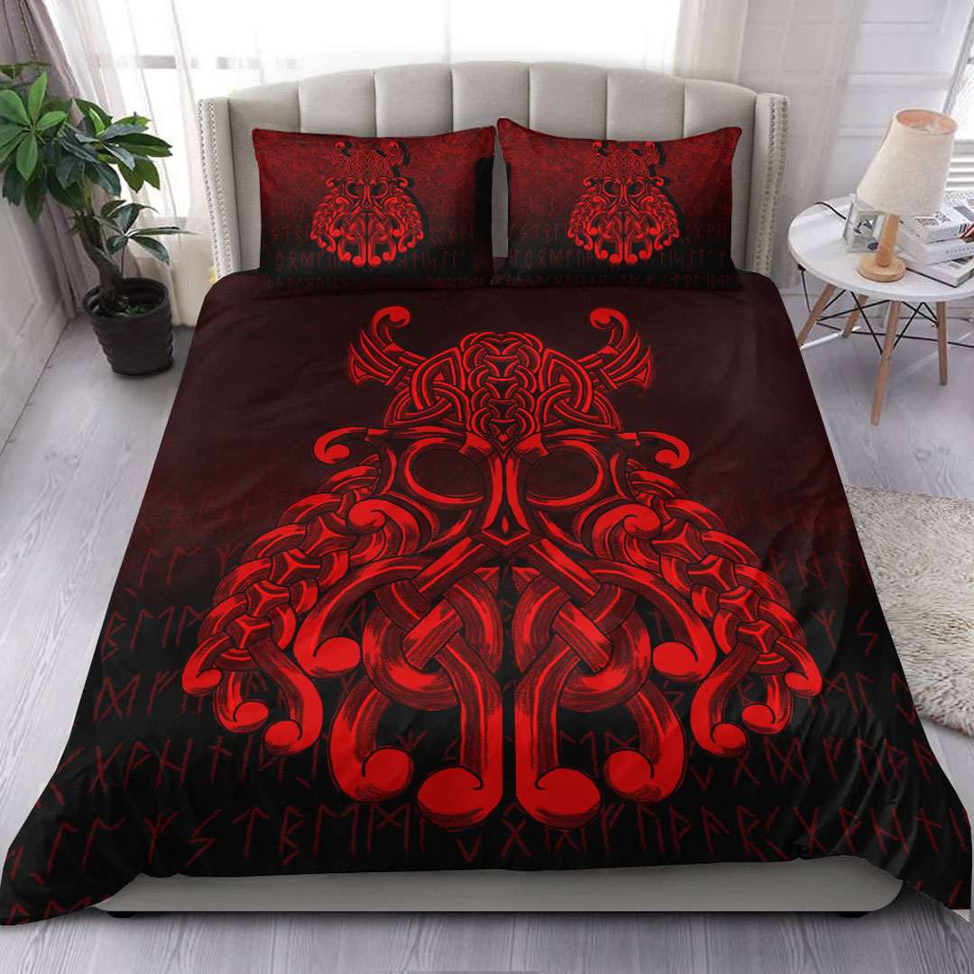 Viking Bedding Set Vikings Odin Valhalla Red Version Bedding Set RLT12 - Wonder Print Shop