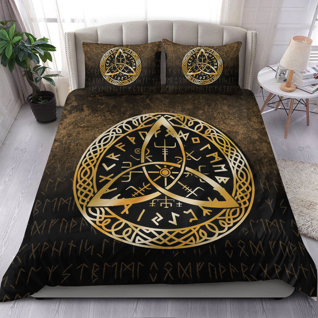 viking-bedding-set-vegvisir-nordic-viking-rune-gold-version-bedding-set