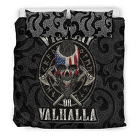 Black duvet with Viking skull in helmet, rune circle, and crossed axes design