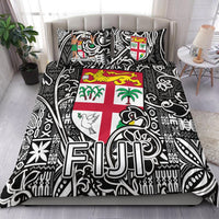 Black & white Fiji flag bedding set with tribal patterns and matching pillowcases