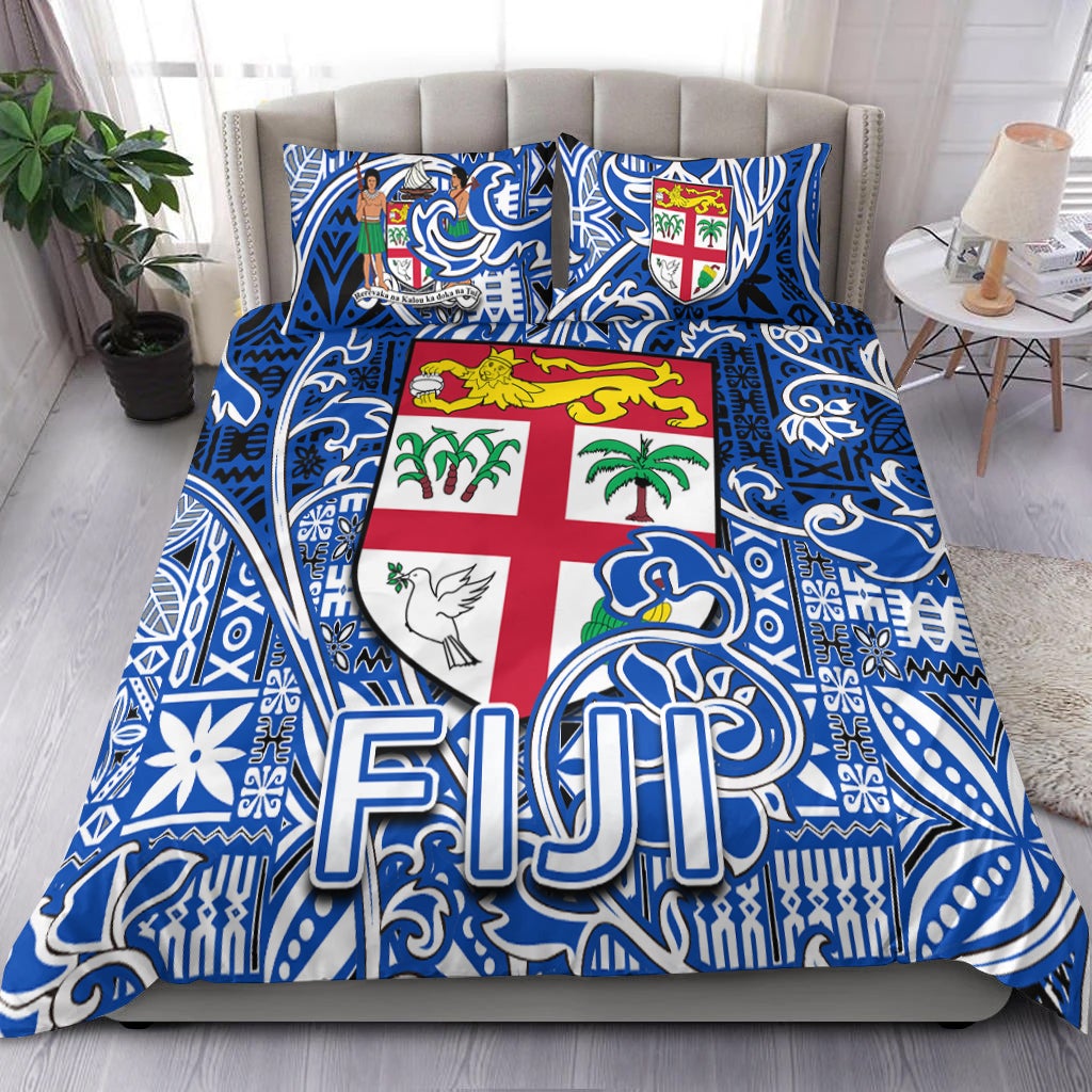 Fiji Bedding Set Tapa Patterns Blue And White Style LT6 - Wonder Print Shop