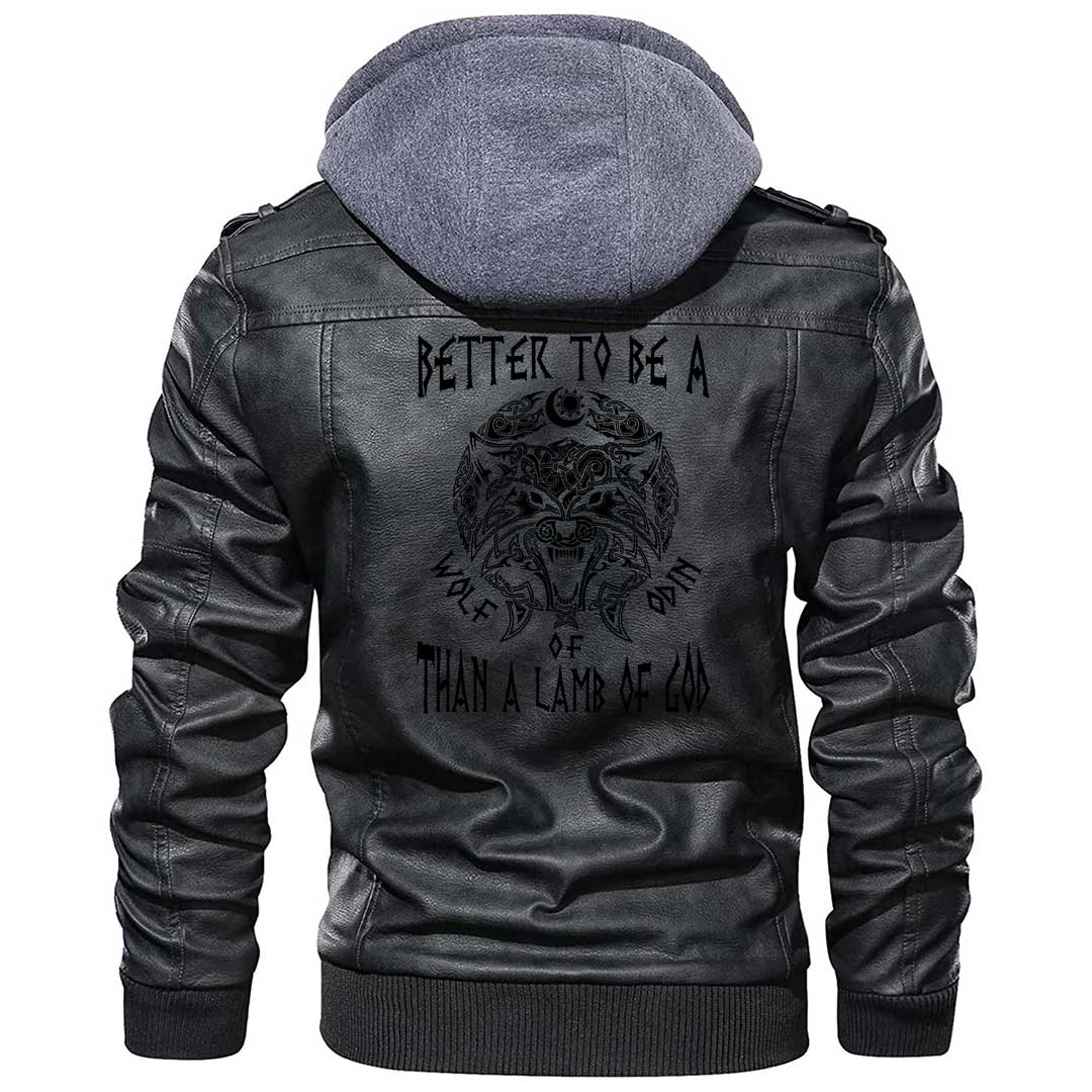 Viking Clothing Viking Better To Be A Wolf Of Odin Zipper Leather Jacket RLT12 - Wonder Print Shop