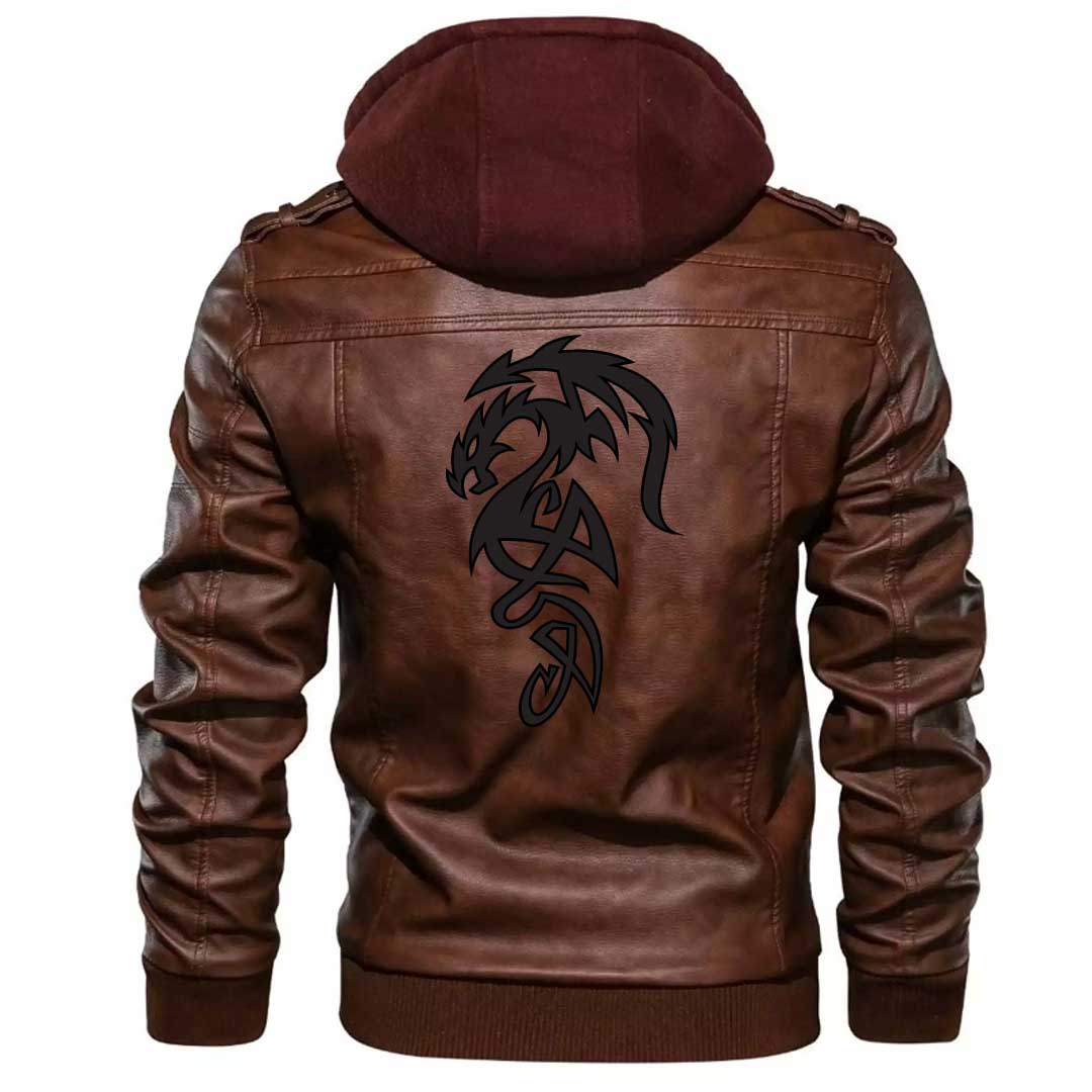 Viking Clothing Viking Black Dragon Zipper Leather Jacket RLT12 - Wonder Print Shop