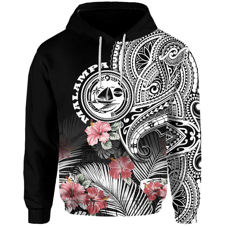 Custom Personalised Malampa Province Vanuatu Hoodie Hibiscus Tribal Polynesian Tattoo Ver Black - Wonder Print Shop