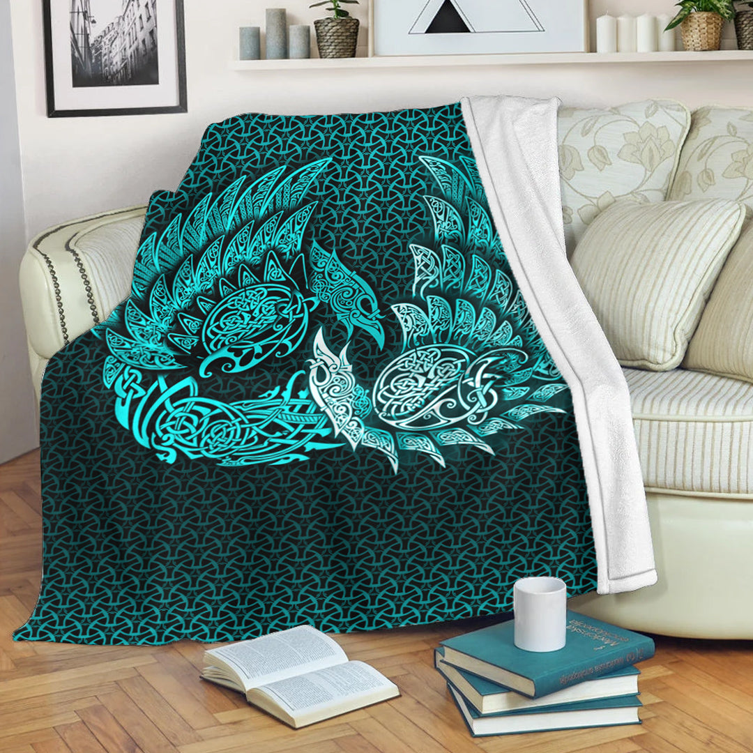 viking-premium-blanket-ragnarok-huginn-muninn-cyan-version-premium-blanket