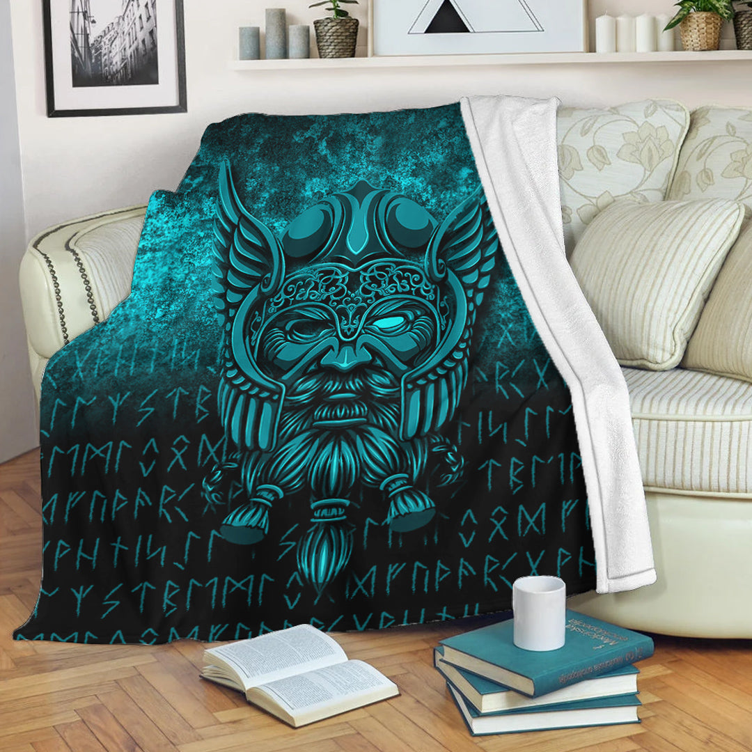 viking-premium-blanket-viking-odin-allfather-in-asgard-cyan-version-premium-blanket