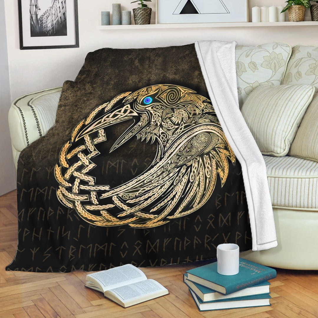 viking-premium-blanket-vikings-raven-gold-version-premium-blanket