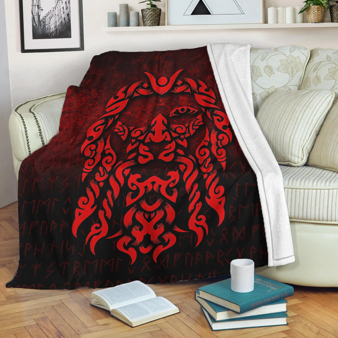 viking-premium-blanket-viking-god-odin-allfather-in-asgard-raven-god-red-version-premium-blanket