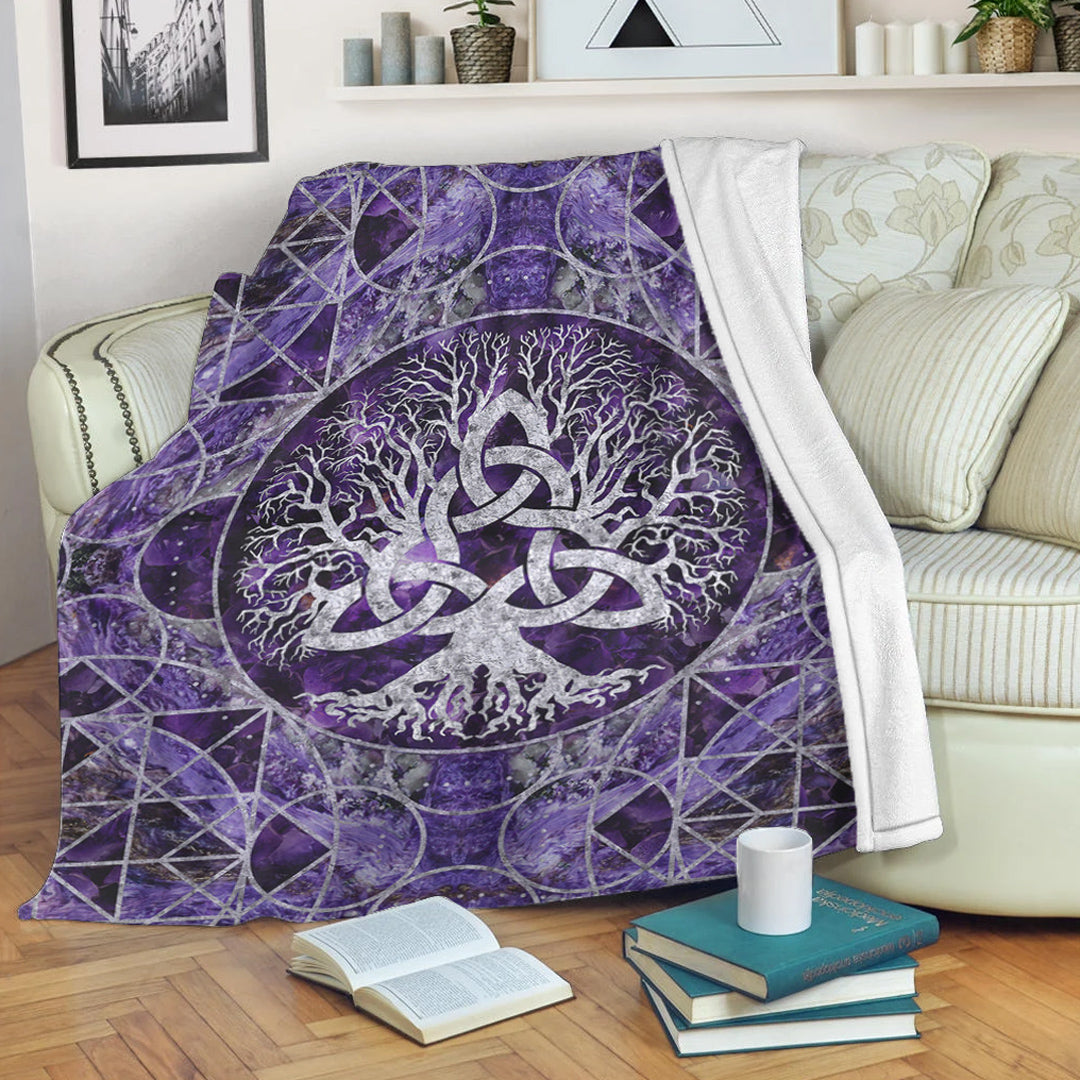 viking-premium-blanket-tree-of-life-with-triquetra-amethyst-and-silver-premium-blanket