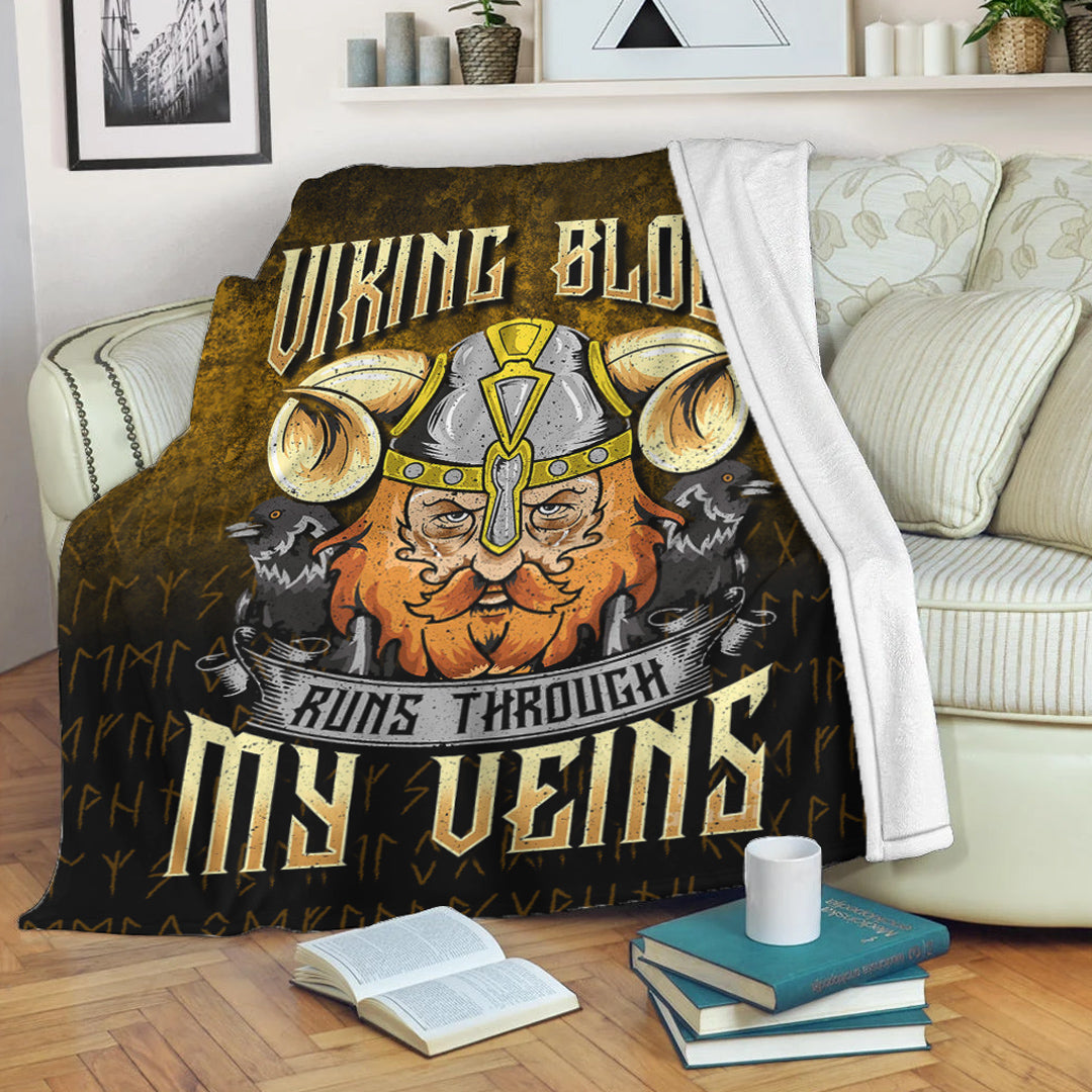 viking-premium-blanket-viking-blood-runs-through-my-veins-premium-blanket