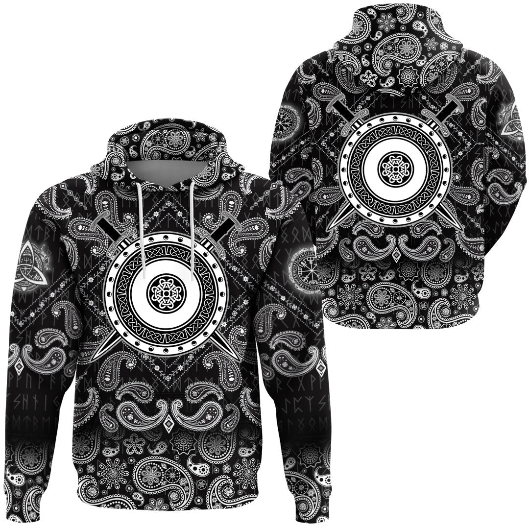 Viking Hoodie Board Of With Crossed Swords with Bandana Paisley Style RLT12 - Wonder Print Shop