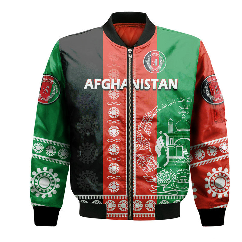 (Custom Text And Number) Afghanistan Men's Cricket Team Afghan Traditional Pattern Bomber Jacket LT9 - Wonder Print Shop