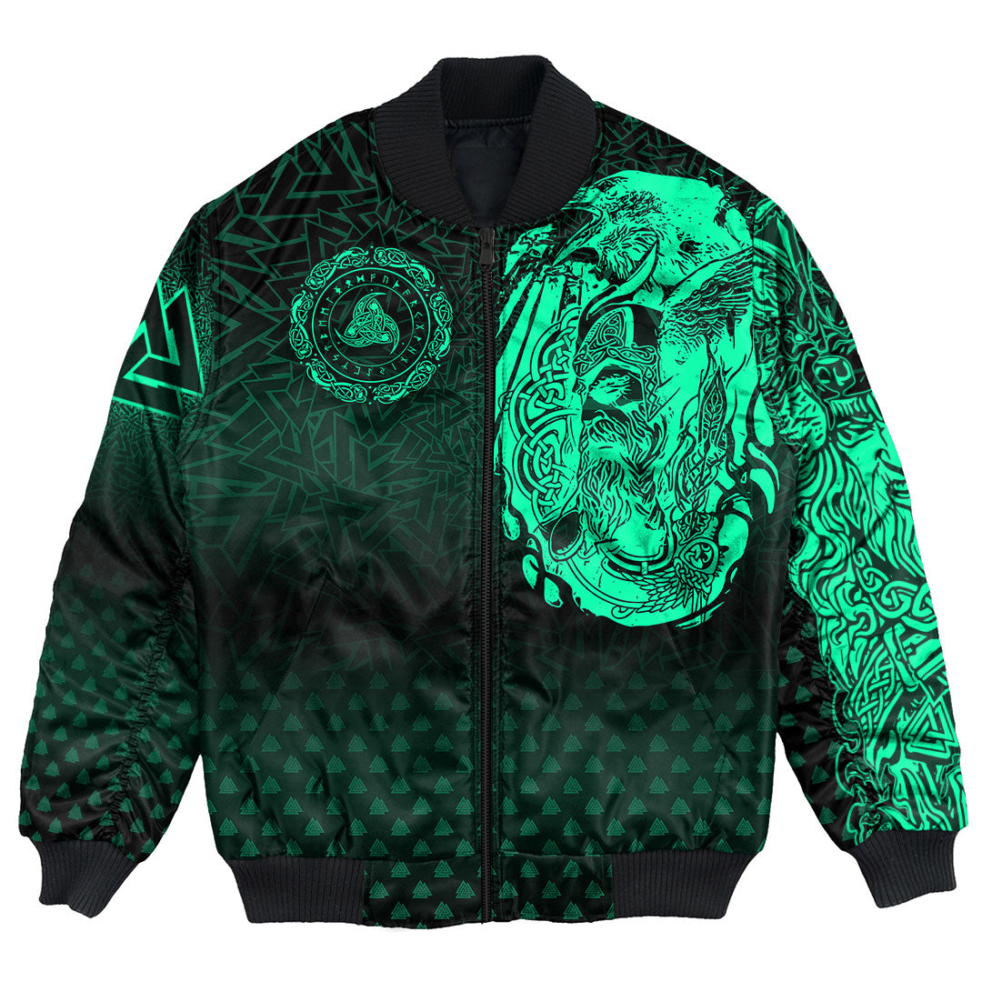 Viking Clothing Viking Odin Raven Tattoo Style Green Version Bomber Jackets RLT12 - Wonder Print Shop