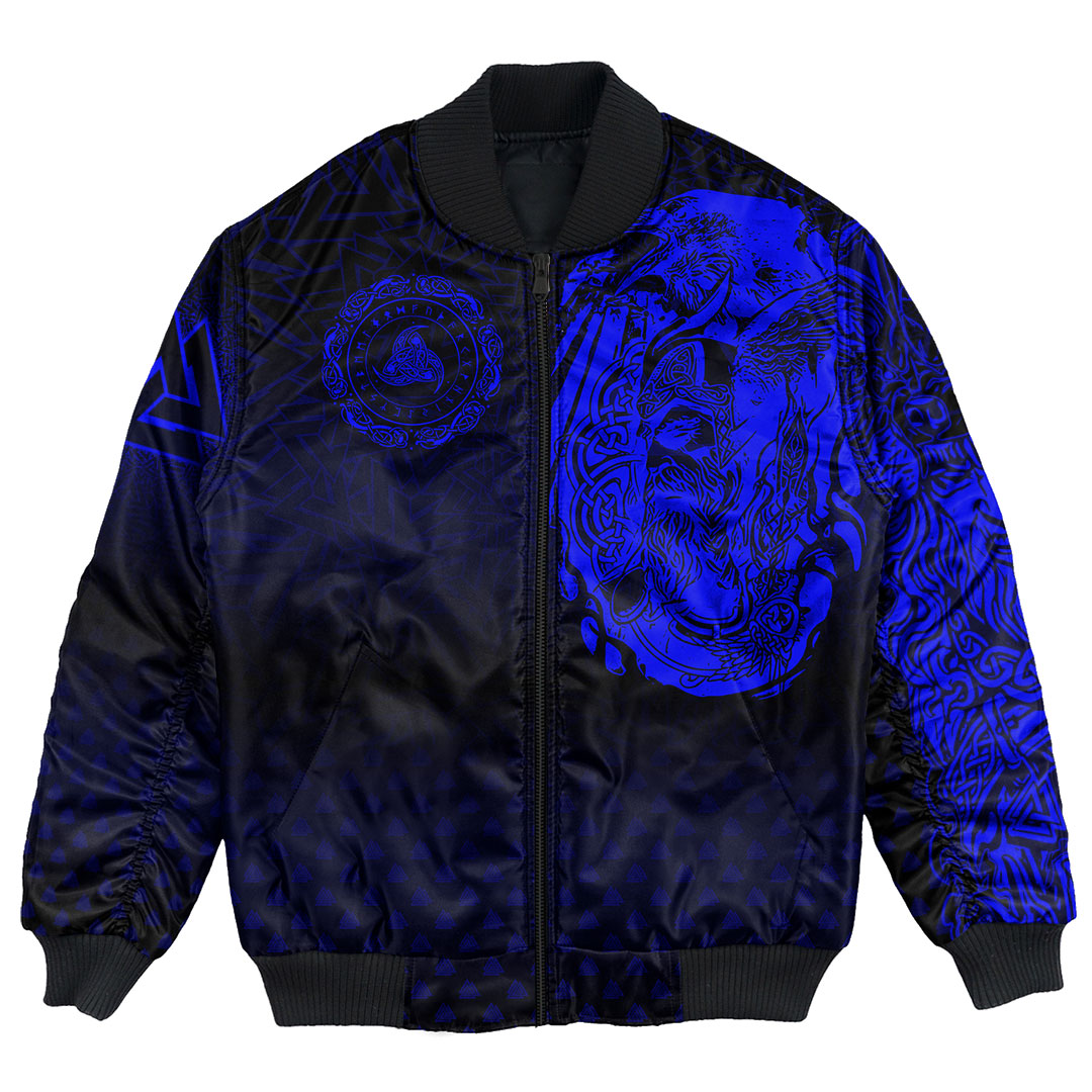 Viking Clothing Viking Odin Raven Tattoo Style Blue Version Bomber Jackets RLT12 - Wonder Print Shop