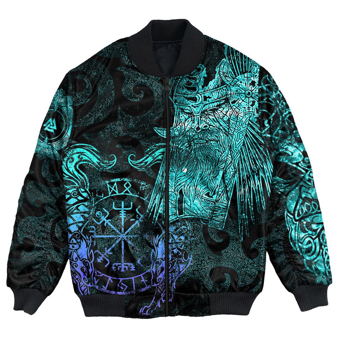 Viking Clothing Viking Odin Tattoo Cyan Version Bomber Jackets RLT12 - Wonder Print Shop