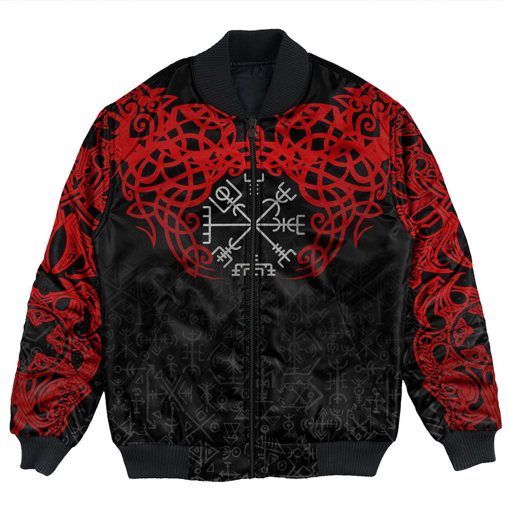 Viking Clothing Viking Odin Helm Of Awe (Red) Bomber Jacket RLT12 - Wonder Print Shop