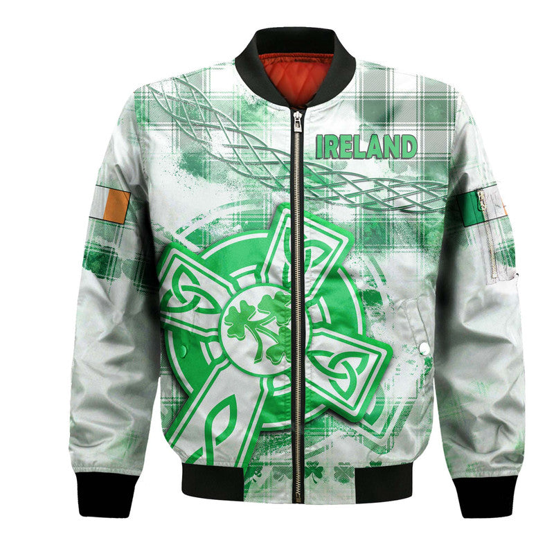 (Custom Personalised And Number) Ireland Cross Cricket Team Bomber Jacket Celtic Irish Green Pattern Unique LT9 - Wonder Print Shop