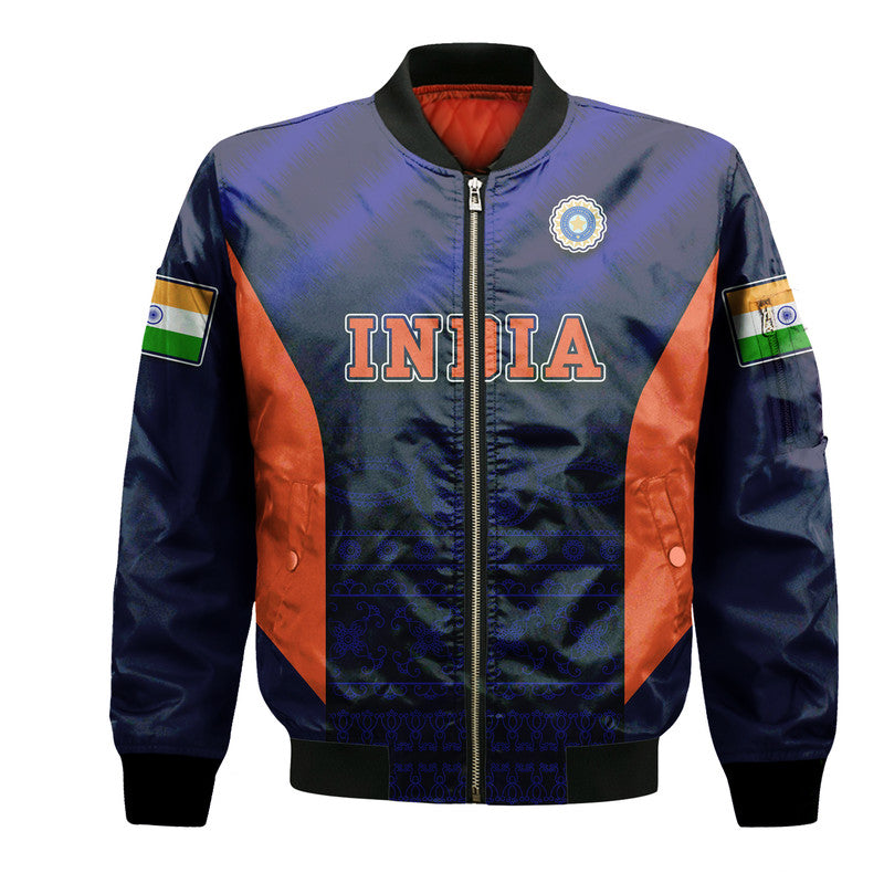 (Custom Personalised) India National Cricket Team Bomber Jacket Men In Blue Sports Style LT9 - Wonder Print Shop