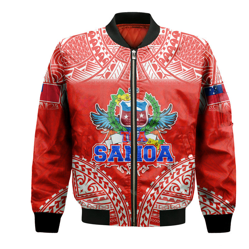 Toa Samoa Polynesian Rugby Bomber Jacket Samoan Flag Red Color LT9 - Wonder Print Shop