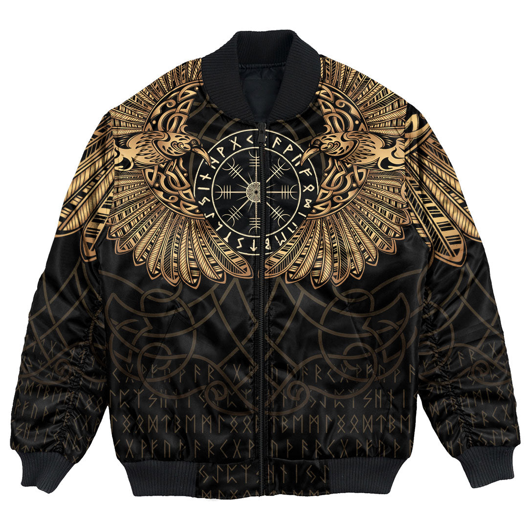 Viking Clothing Viking Odin's Celtic Two Ravens Gold Version Bomber Jackets RLT12 - Wonder Print Shop