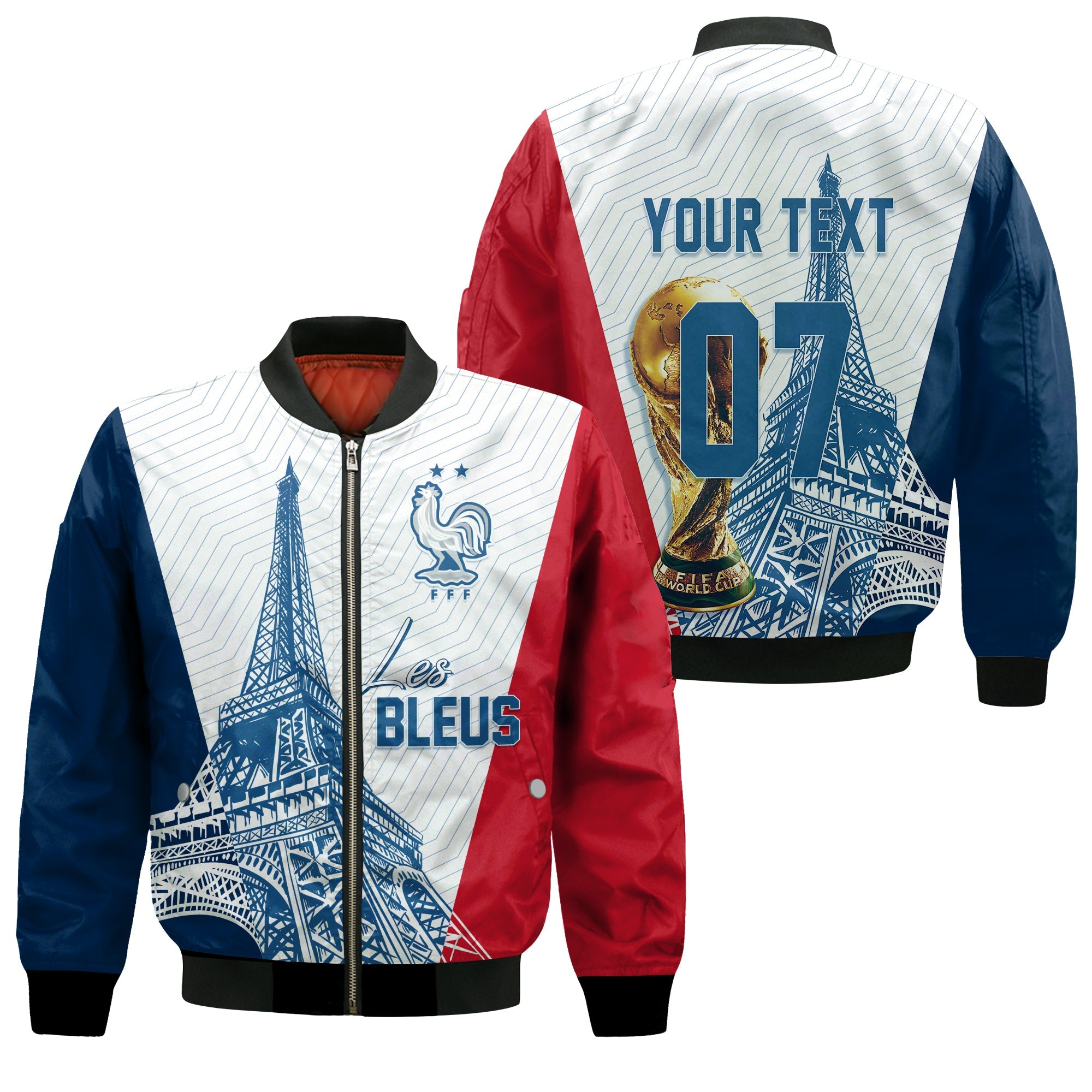 Personalised France Football Bomber Jacket World Cup 2022 - Champions LT7 - Wonder Print Shop