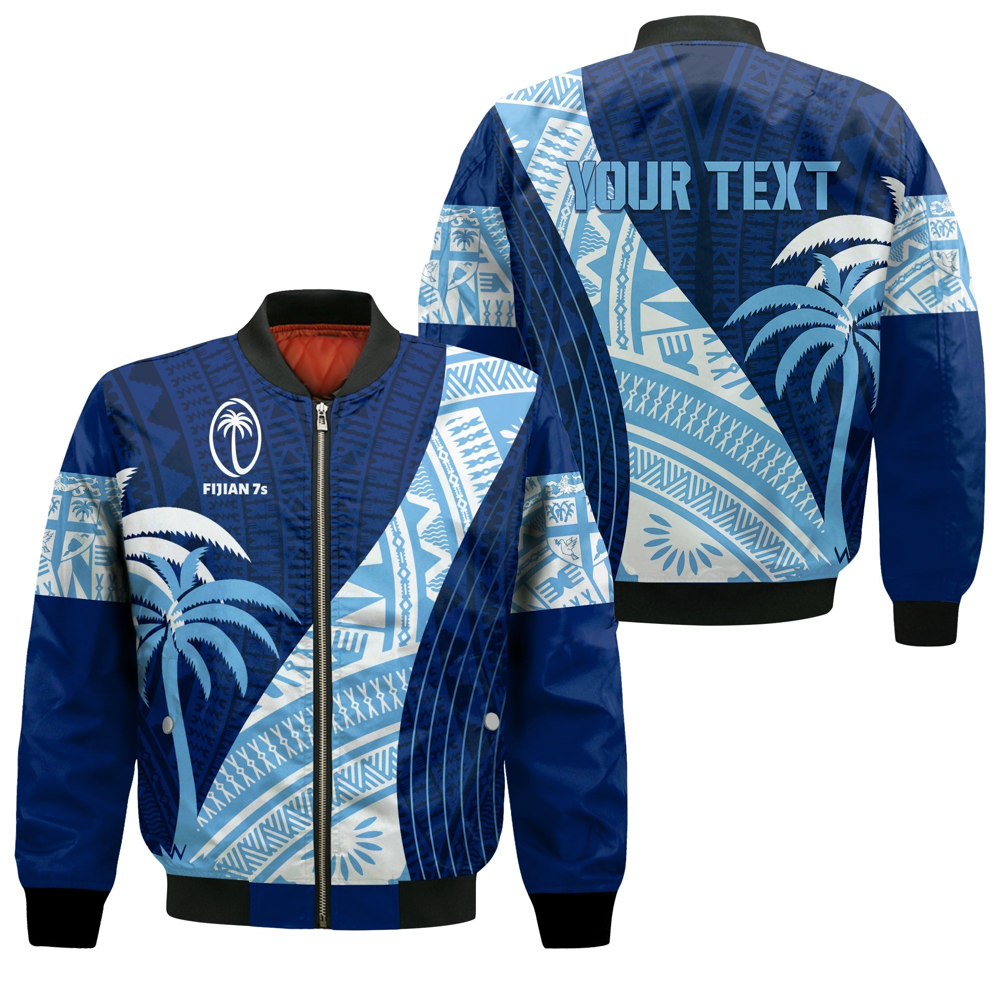 Personalised Fiji Rugby Sevens Bomber Jacket Kaiviti Kesakesa LT7 - Wonder Print Shop