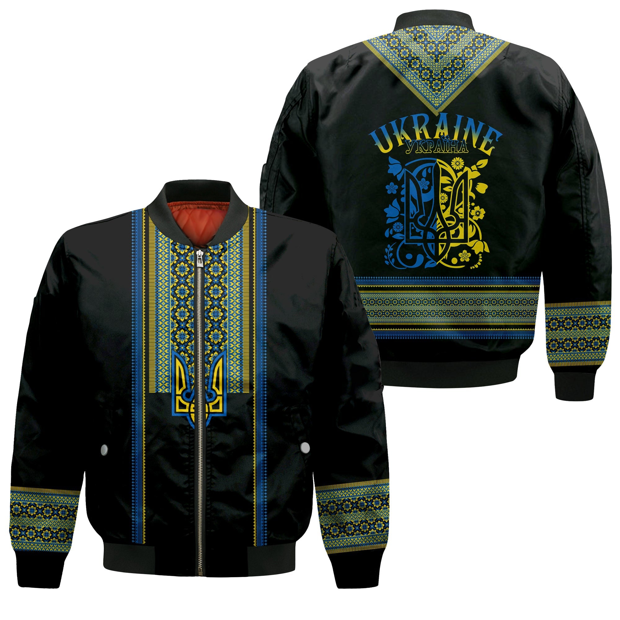 Ukraine Folk Patterns Bomber Jacket Unity Day LT7 - Wonder Print Shop