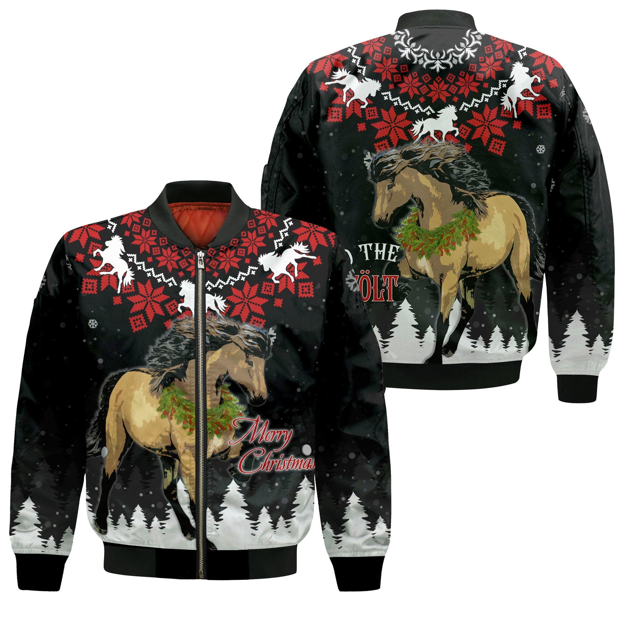 Iceland Christmas Bomber Jacket Icelandic Horse - Do The Tolt LT7 - Wonder Print Shop