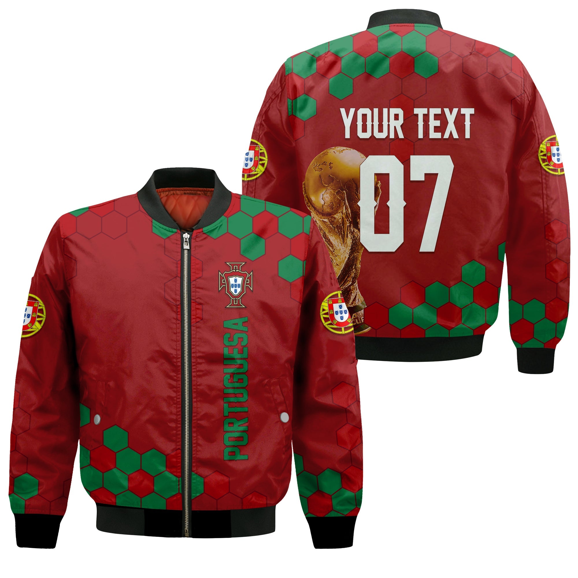 Personalised Portugal World Cup 2022 Bomber Jacket Portuguesa Selecao LT7 - Wonder Print Shop