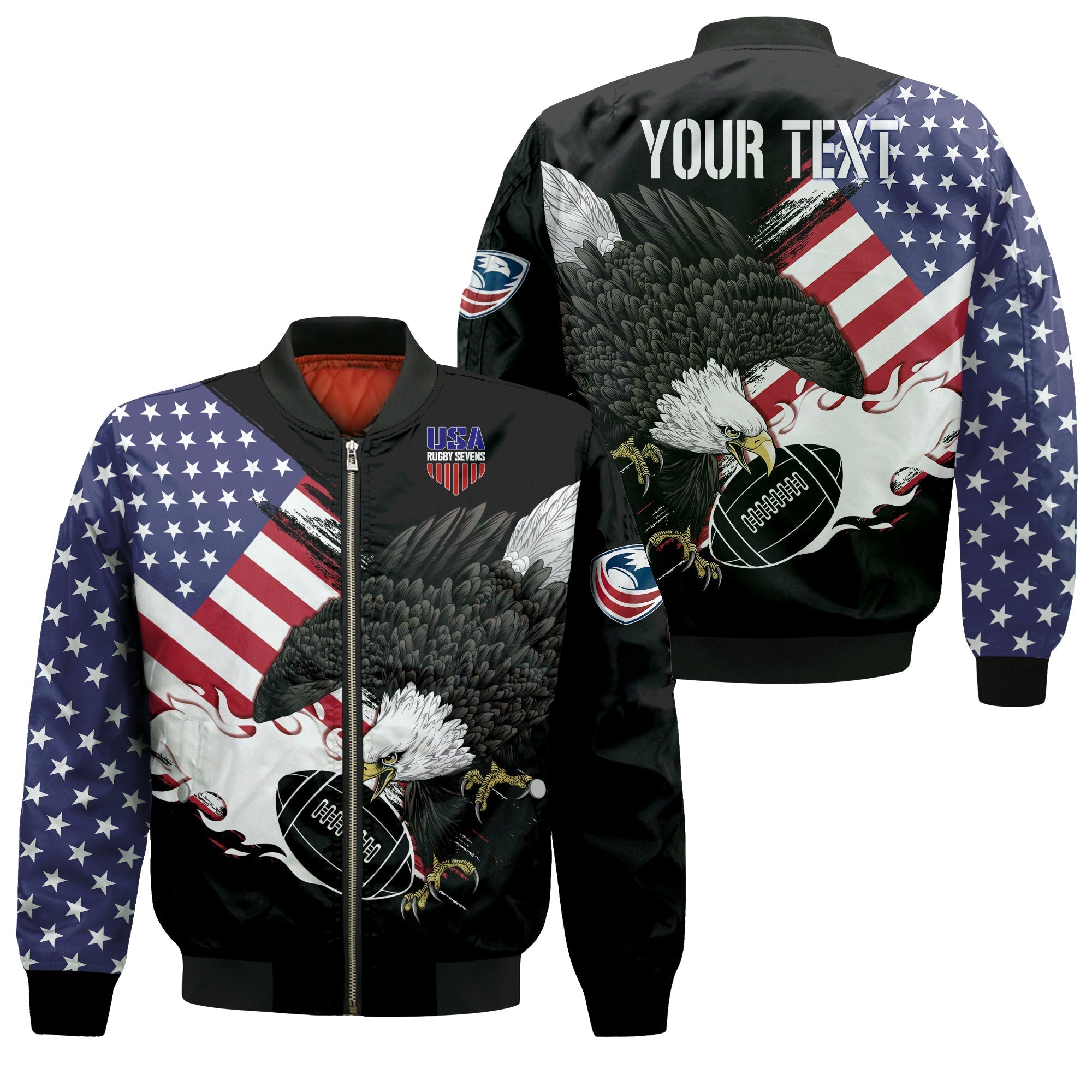 Personalised USA Rugby Sevens Bomber Jacket The Eagles LT7 - Wonder Print Shop