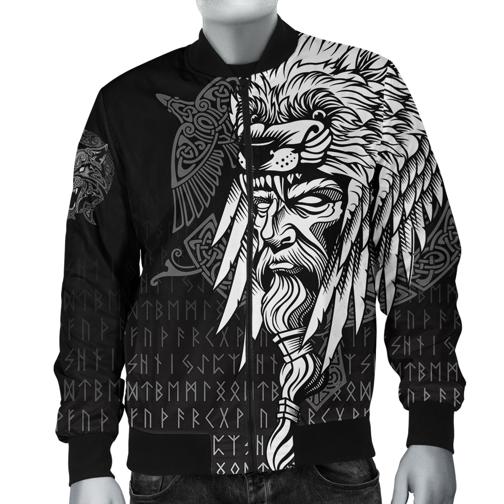 Viking Bomber Jacket Odin Raven and Fenrir On Hand RLT12 - Wonder Print Shop