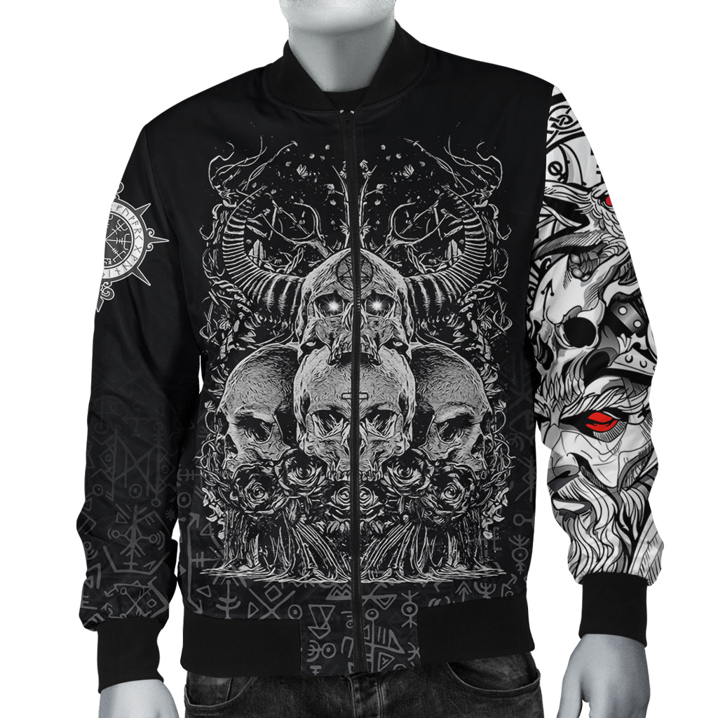 (Custom) Viking Skull Honor Bomber Jacket RLT12 - Wonder Print Shop