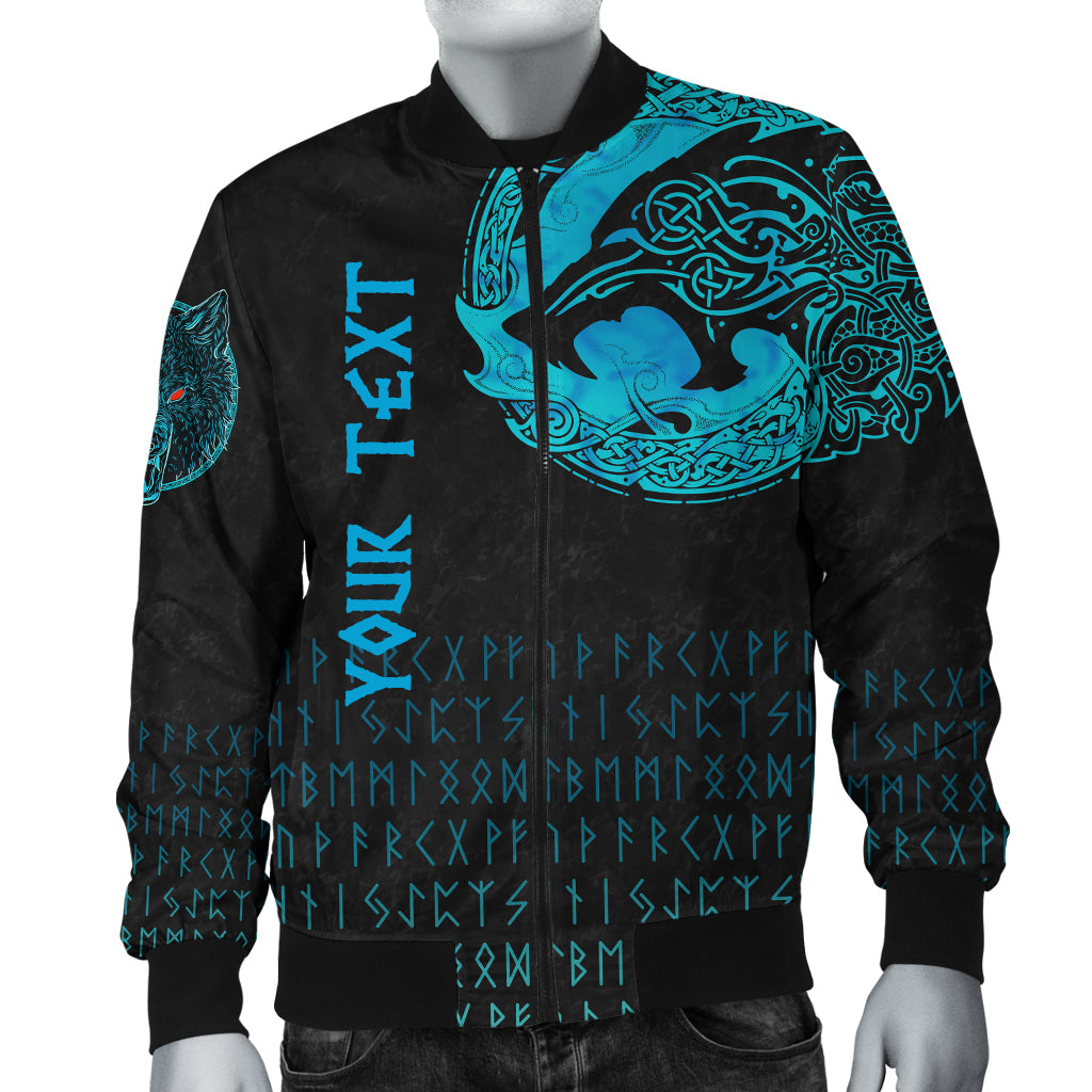 (Custom) Viking Bomber Jacket - Fenrir Wolf Cyan RLT12 - Wonder Print Shop