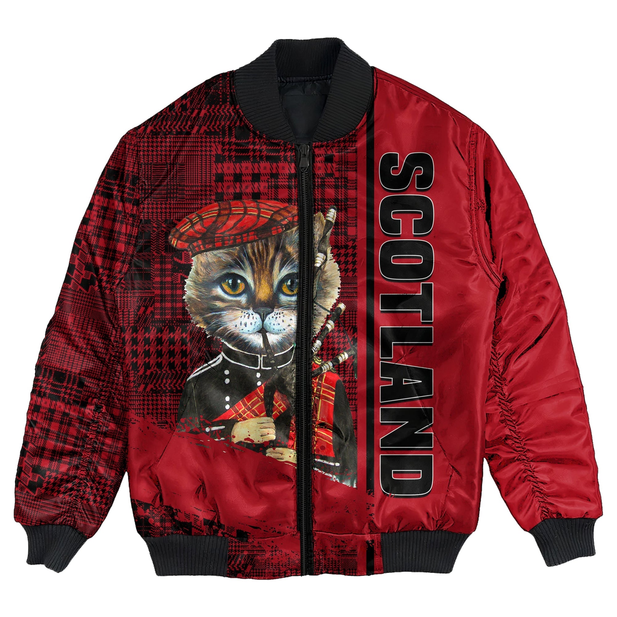 Scotland Cat Bagpipes Bomber Jacket RLT12 - Wonder Print Shop