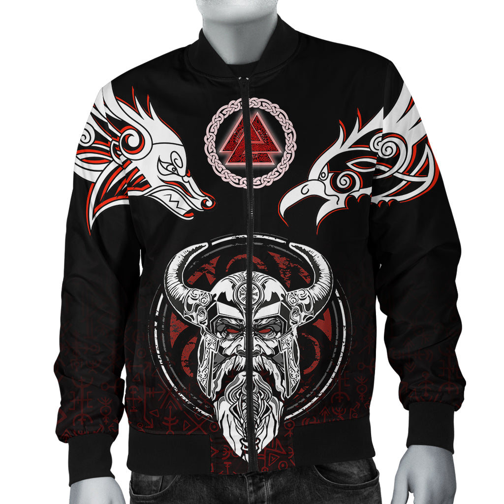 Viking Bomber Jacket Odin, Raven, Fenrir and Valknut RLT12 - Wonder Print Shop