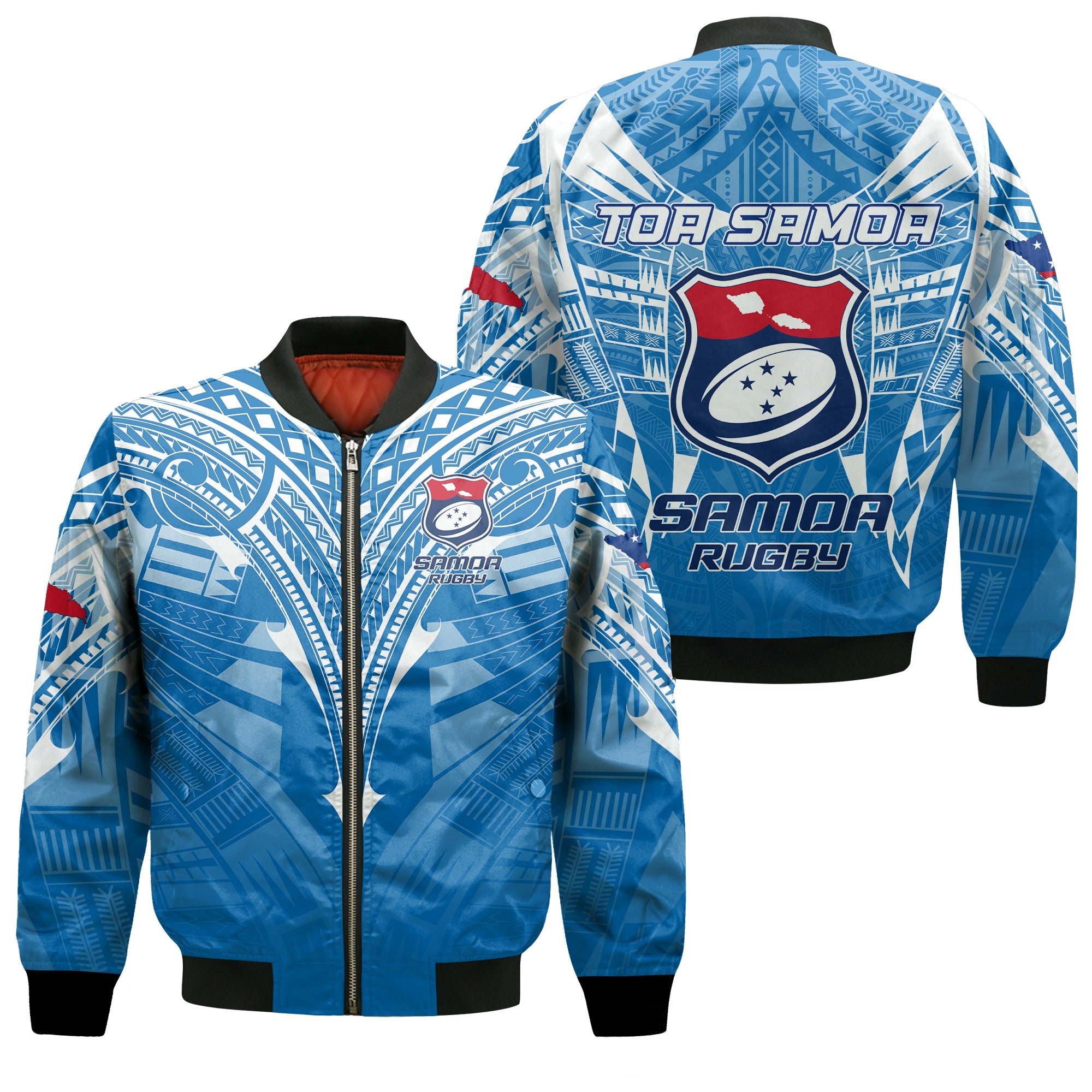 Samoa Rugby Toa Samoa Blue Style Bomber Jacket - LT2 - Wonder Print Shop