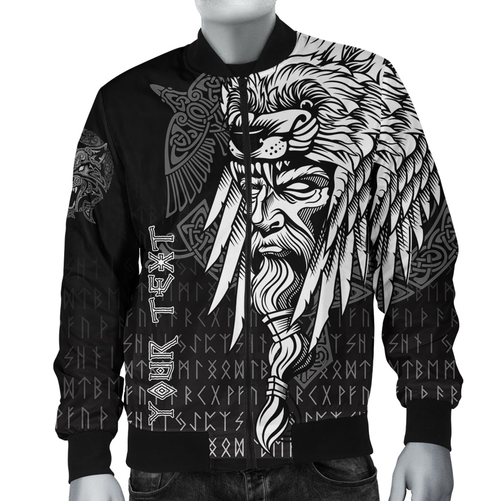 (Custom) Viking Bomber Jacket Odin Raven And Fenrir On Hand RLT12 - Wonder Print Shop