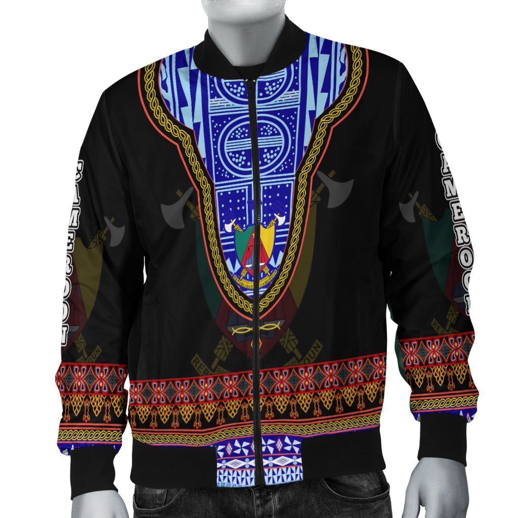 Cameroon Bomber Jacket Atoghu Pattern Black Style - Wonder Print Shop