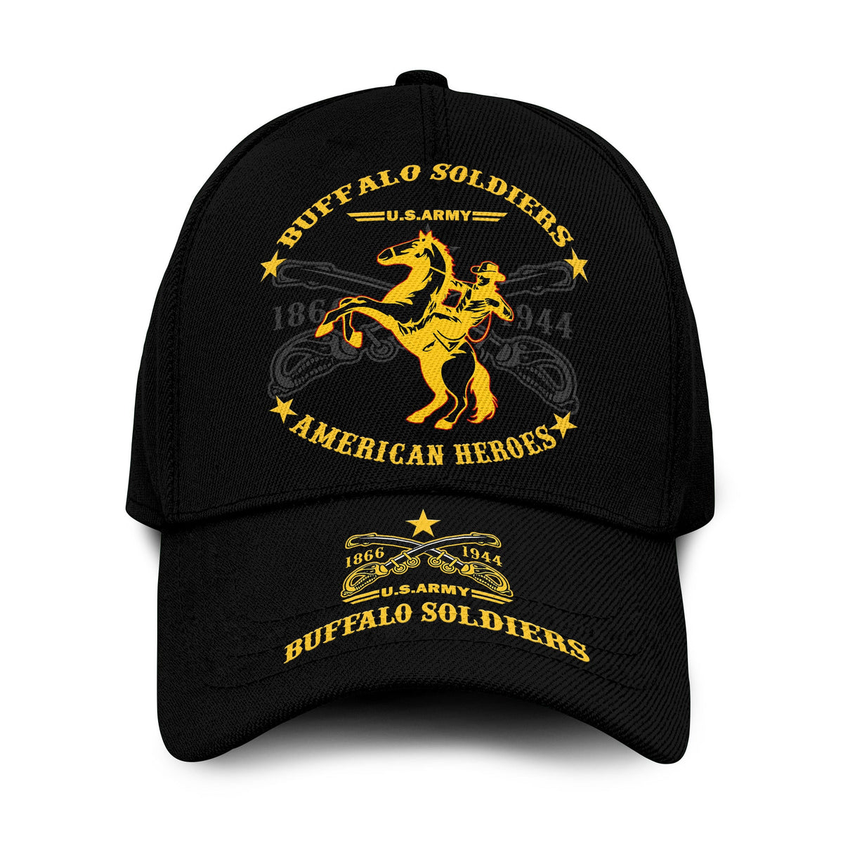 Black classic cap with Buffalo Soldiers “American Heroes” front embroidery